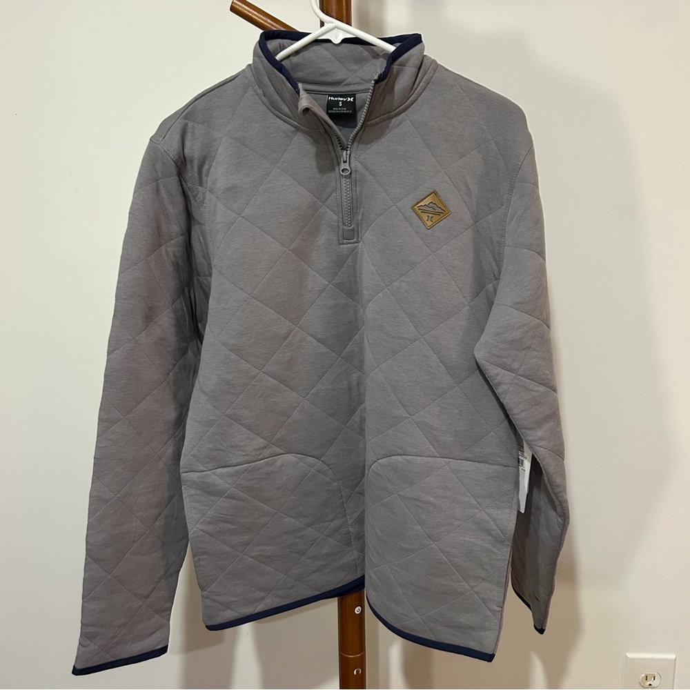 Hurley NWT Middleton Gray Quilted 1/4 Zip Mens Small